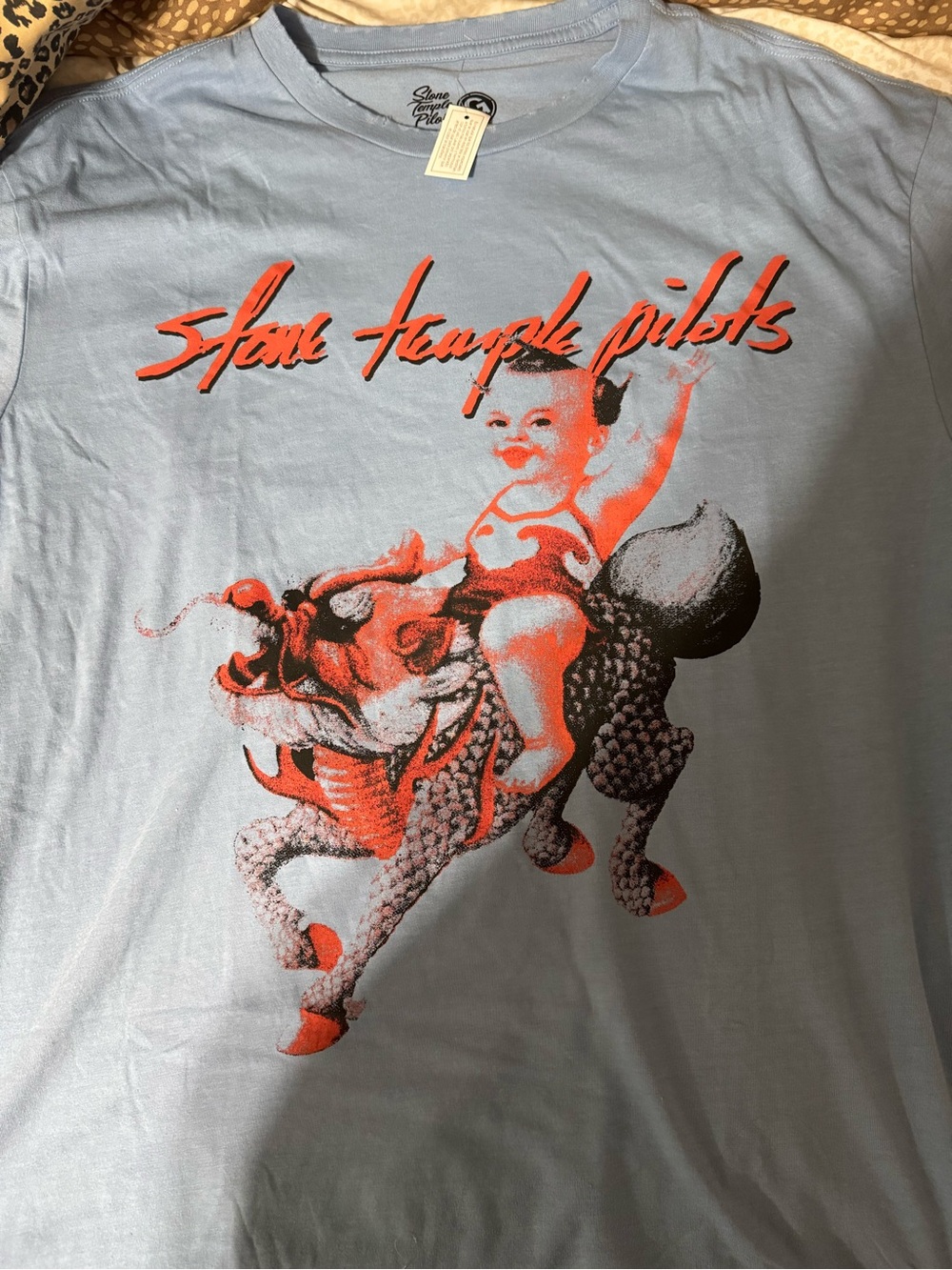 Stone Temple Pilots Graphic Tee - Light Blue with Red/Black Print